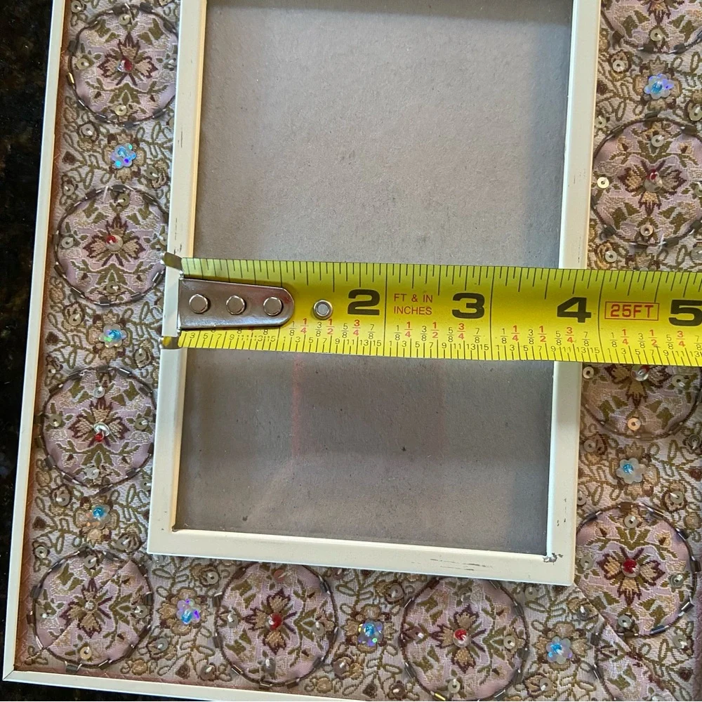 Beaded & Sequin Boho Picture Frame Pink Floral Decorative Accent